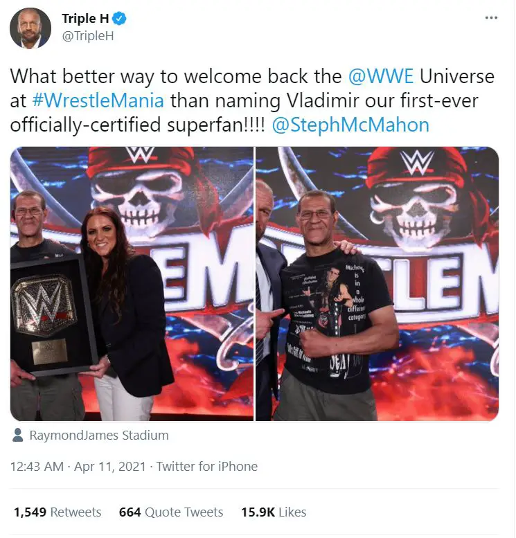 Triple h superfan tweet